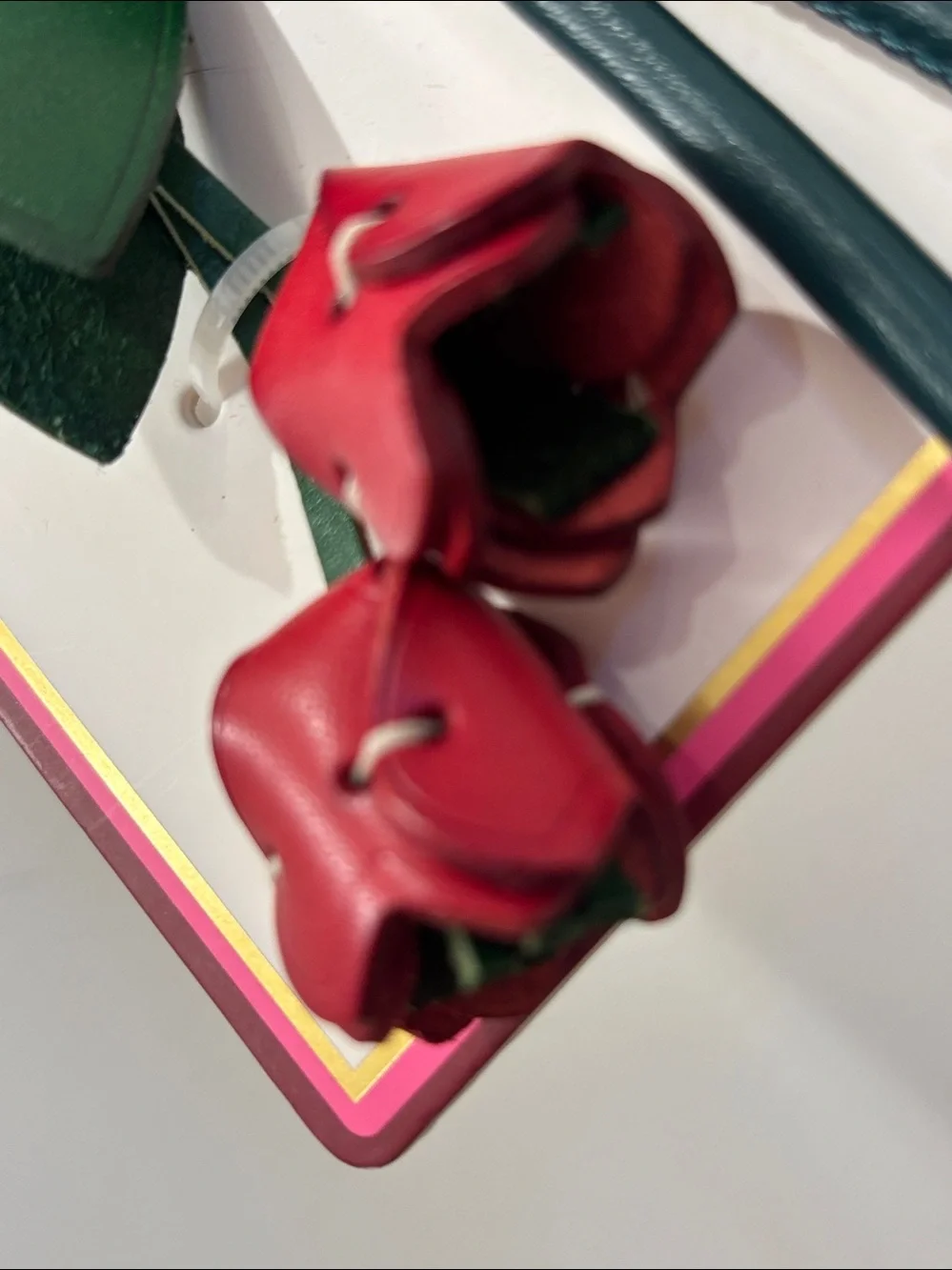 NWT Piper K Faux Leather Roses and heart Key Charm in Red & Green